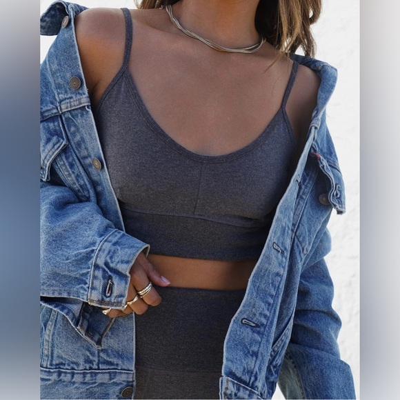 NWT Sincerely Jules for Bandier The Meadow Bra in medium heather grey - Picture 2 of 9